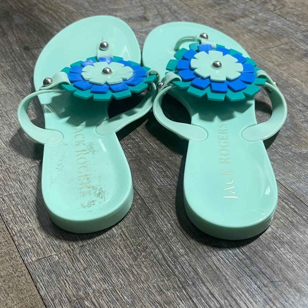 Jack Rogers Jelly Floral Flip Flops Sandals - Picture 2 of 5